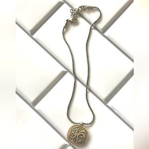 Brighton Necklace Silver Tone Chain With Reversible Pendant